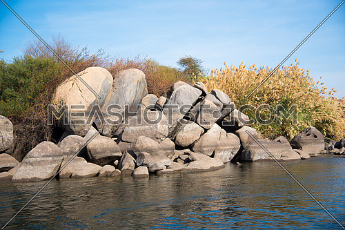 Granite Islands in Aswan over the River Nile