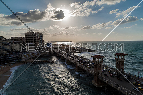 Panorama shot for Stanly Bridge at Alexandria from Day to Night