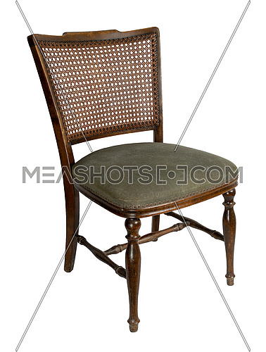Retro wooden french cane back dining chair isolated on white background including clipping path