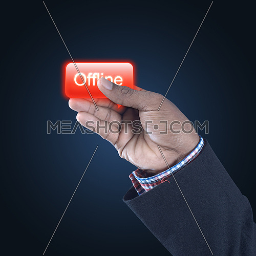 Business man with offline button