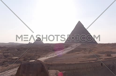 Aerial Shot for The sphinx and the Pyramids at Giza at Day