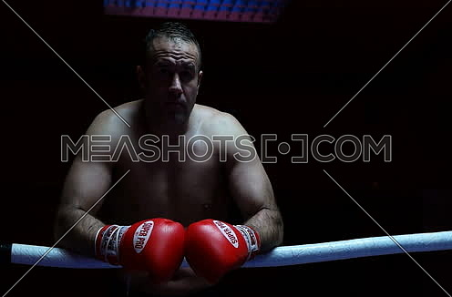 Boxer In Ring Ready To Fight