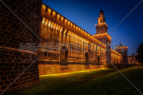 beautiful castle in the heart of Milan, this is Sforza castle middle ages.