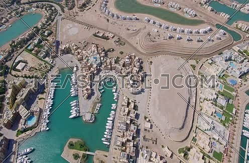  Drone shot flying above Al Gouna Marina  at Day 