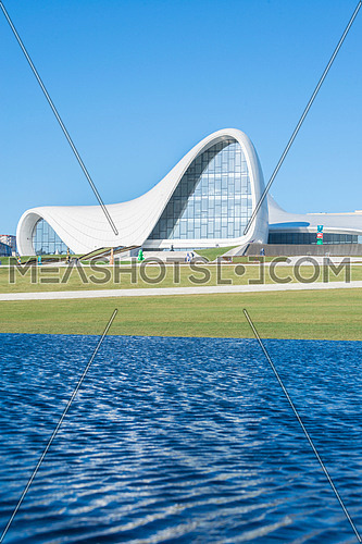 BAKU- DECEMBER 27: Heydar Aliyev Center on December 27, 2014 in Baku, Azerbaijan. Heydar Aliyev Center won the Design Museum's Designs of the Year Award in 2014