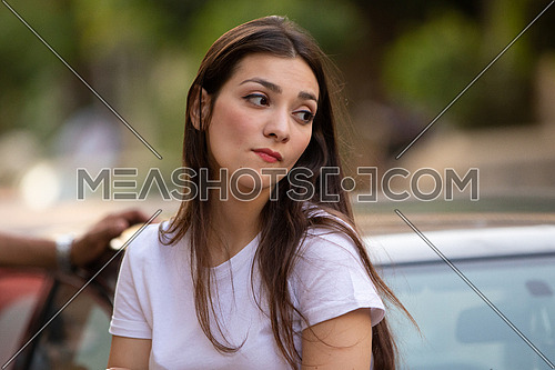 Egyptian female portrait outdoor with long hair
