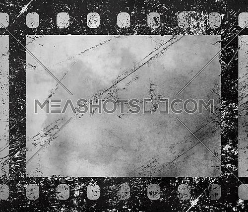 Close up one frame of old vintage grunge retro styled classical 35 mm film strip isolated on white background
