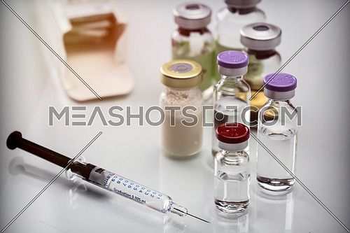 Medicine In Vials, Ready For Vaccine Injection