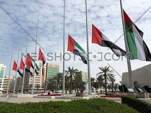 UAE Flags Half-mast or half-staff during three days mourning period