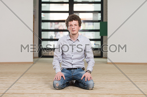 Humble White Muslim Man Is Praying In The Mosque - Afro Lock Hair Curly