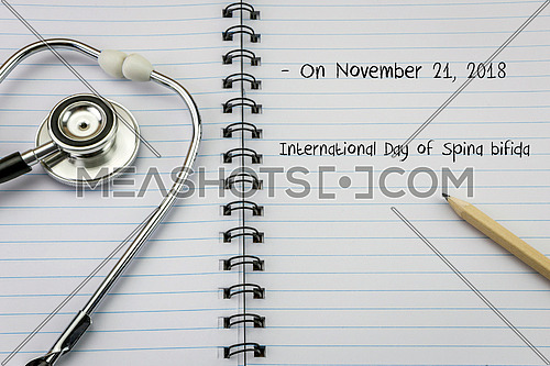 Handwritten on an agenda international Day of Spina bifida, conceptual image