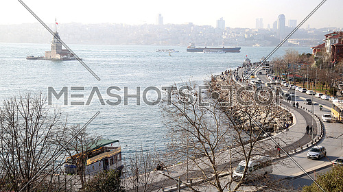 Üsküdar, a large and densely populated district and municipality of Istanbul, Turkey. (where exists kiz kulesi tower on the left)
