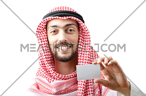 Young arab with blank message